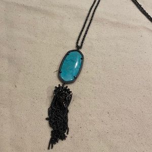 Kendra Scott Turquoise Gun Metal Rayne Necklace